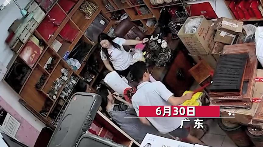广东女子惊险一刻，差1秒，吊扇脱落成头顶风云