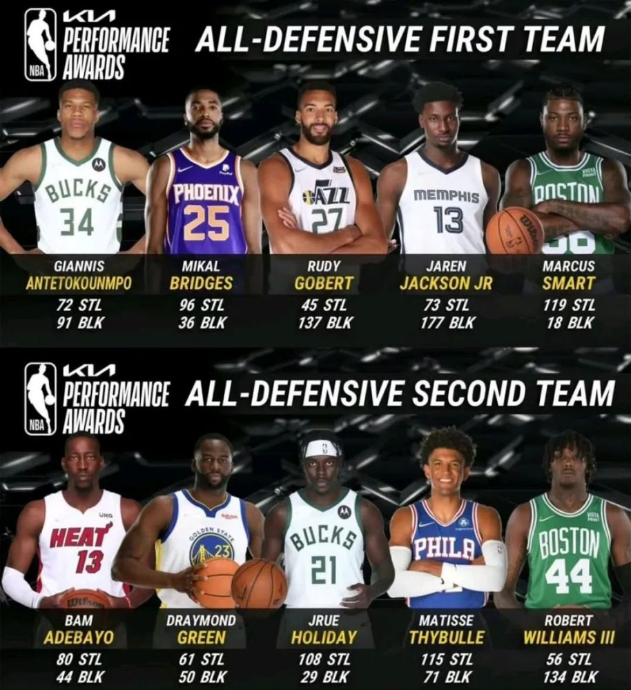 NBA最佳防守阵容最多的排行榜